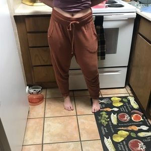 Free People Burnt Orange Knit Joggers